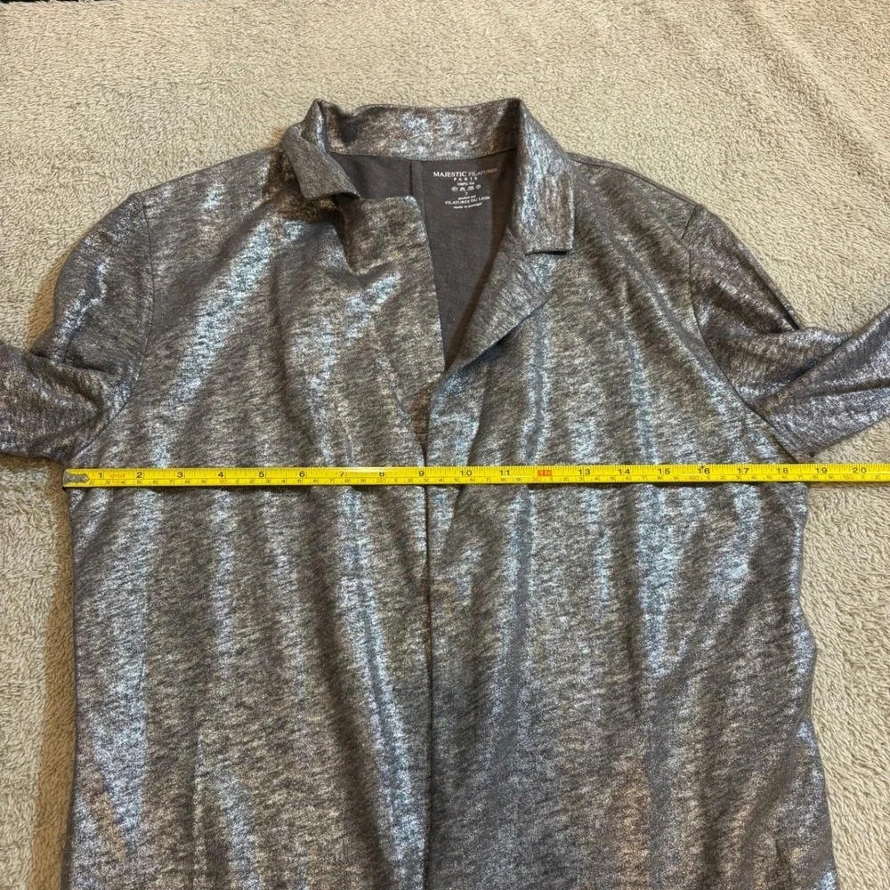 Majestic Filatures Paris Metallic Linen Open Cardigan Blazer Silver M Portugal 3